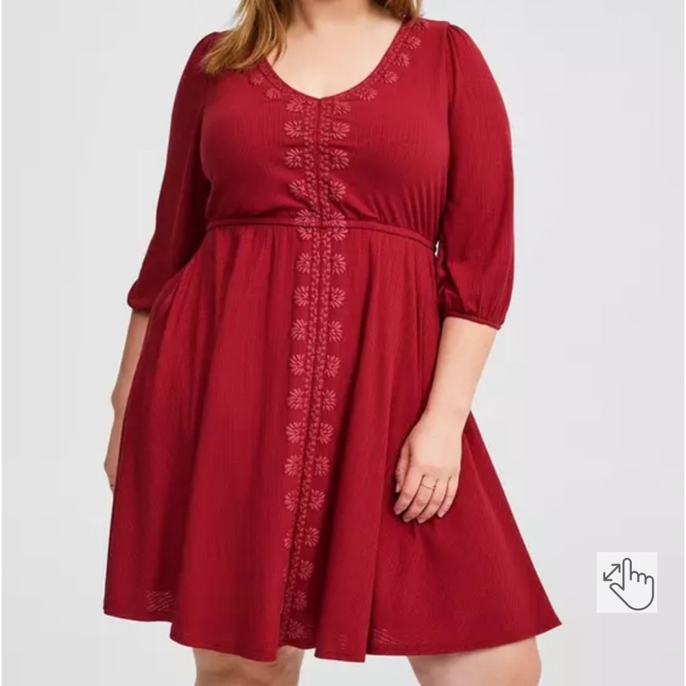 Elegant Red Embroidered Dress